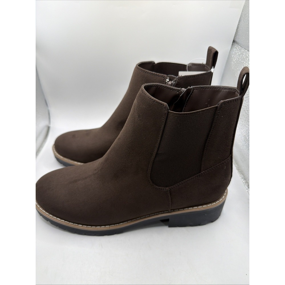 KENSIE Women's KAYLA Suede Boot Size 9 Brown Side Zip Chelsea Bootie - Picture 2 of 9